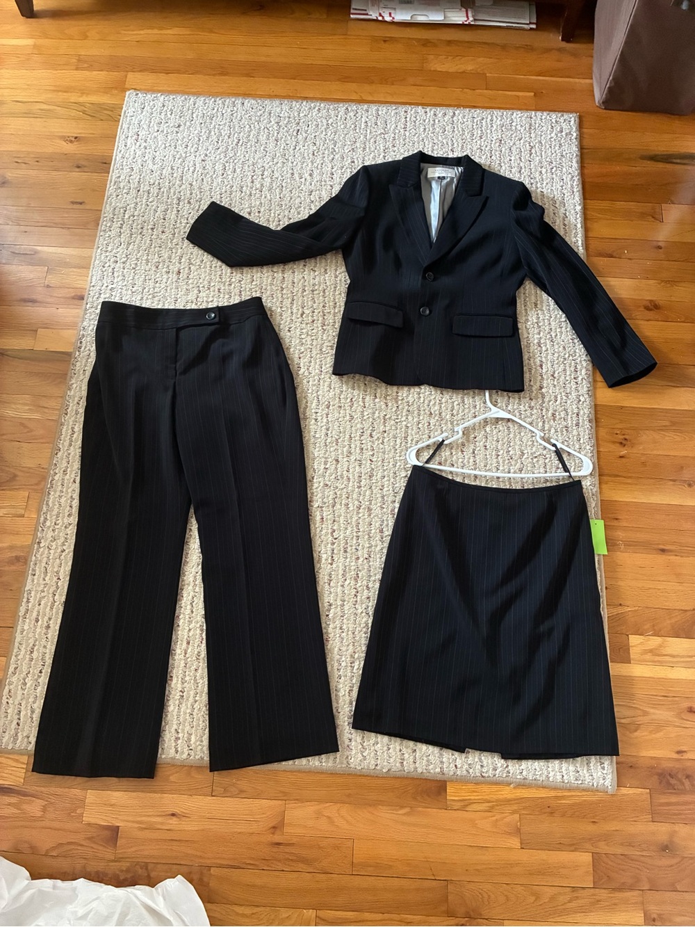 Tahari Women's Black Pinstripe 3-Piece Suit Set - Jacket, Pants & Skirt